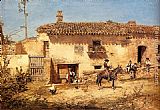 Jose Paintings - A Spanish Farm by Jose Benlliure y Gil